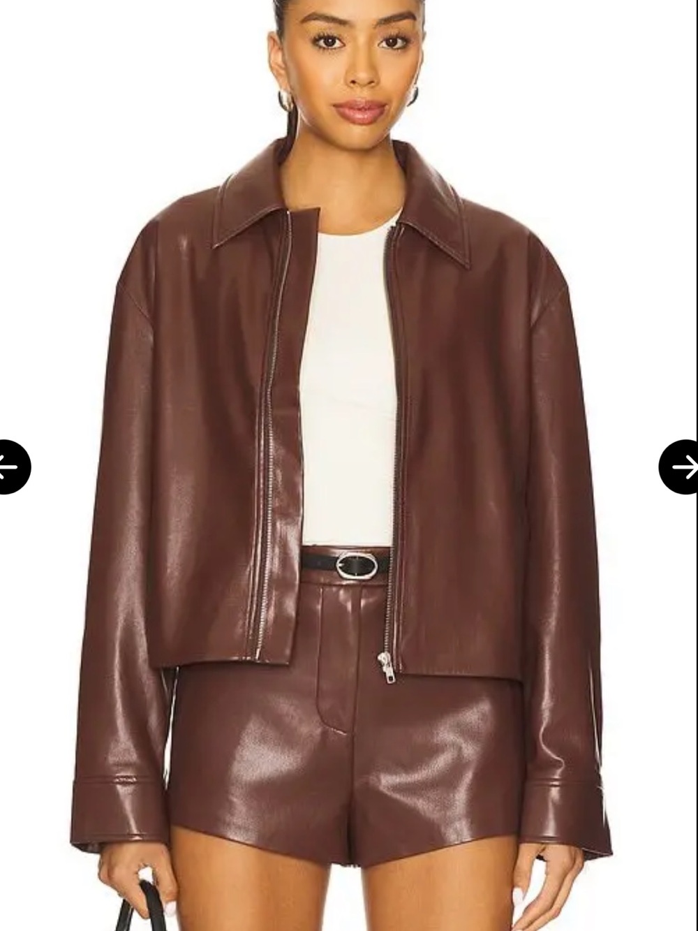 NWT House of Harlow 1960 R.A.P.H.A. Faux Leather Jacket Brown